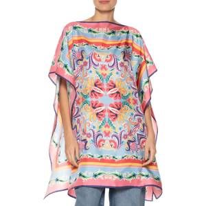 NEW ETRO printed silk foulard top in pink